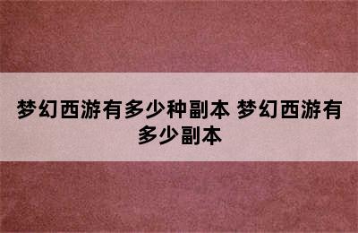 梦幻西游有多少种副本 梦幻西游有多少副本